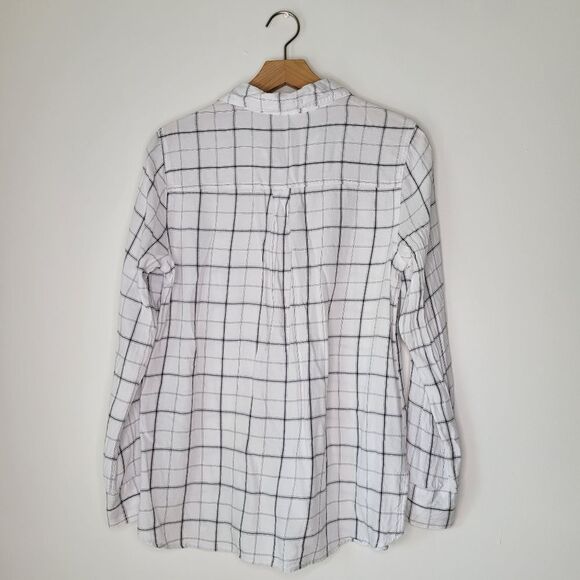Old Navy White Grid Button Down Shirt Long Sleeve M - Picture 5 of 5